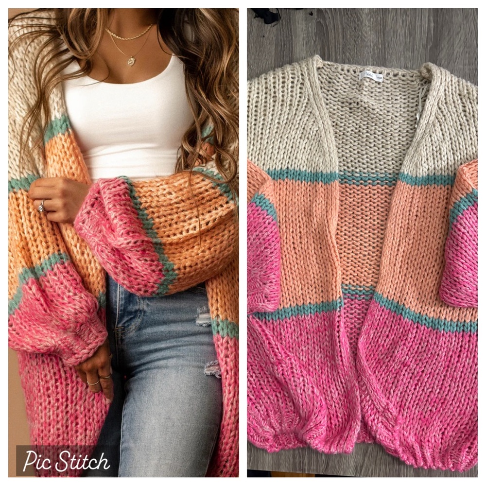 Talulah color block slouchy loose knit sweater cardigan